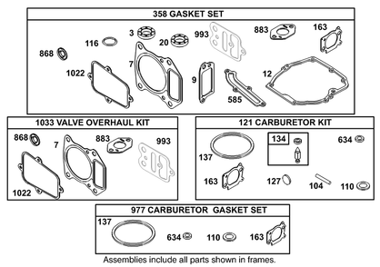 Carburetor Overhaul Kit Assembly Engine Gts-200 Diagram and Parts List for  Toro Lawn Mower