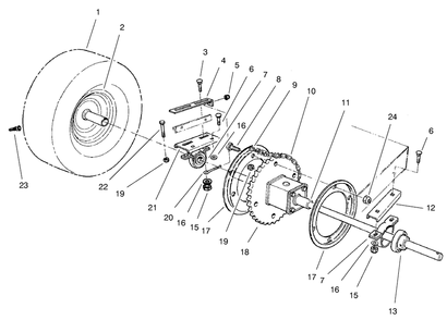 Rear Axle Assembly Diagram and Parts List for 9900001 - 9999999 Toro Lawn Tractor