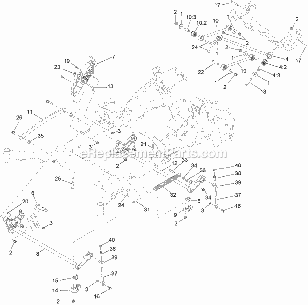 Deck Lift Assembly Diagram and Parts List for 313000001-313999999 Toro Lawn Mower