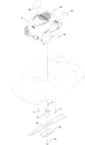 Engine And Blade Assembly Diagram and Parts List for 411961728 - 412899999 Toro Lawn Mower