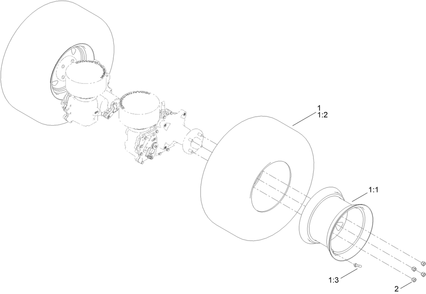 Rear Wheel Assembly Diagram and Parts List for 416414584 - 417299999 Toro Lawn Tractor