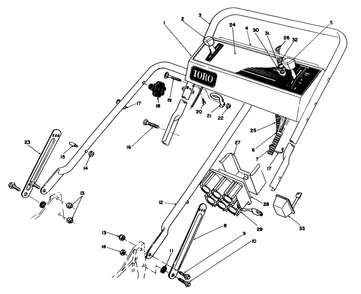 Handle Assembly Diagram and Parts List for 2000001 - 2999999 Toro Lawn Mower