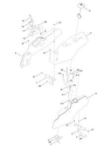 Fuel Pod Assembly Diagram and Parts List for 411000000 - 412299999 Toro Lawn Tractor
