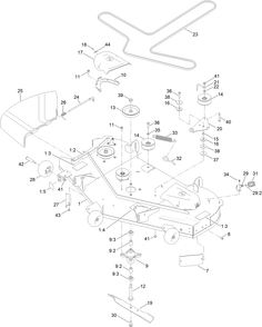 54in Deck And Decal Assembly Diagram and Parts List for 417200000 - 417499999 Toro Lawn Tractor