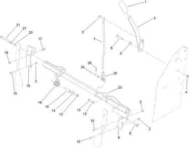 Parking Brake Assembly Diagram and Parts List for 413000000 - 417999999 Toro Lawn Tractor