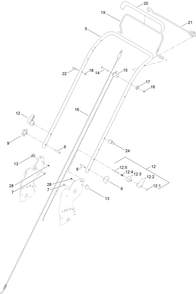 Handle Assembly Diagram and Parts List for 400000000 - 411913203 Toro Lawn Mower