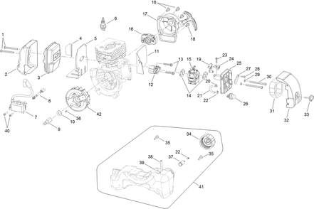 Engine Component Assembly Diagram and Parts List for 310000001 - 310999999 Toro Leaf Blower / Vacuum