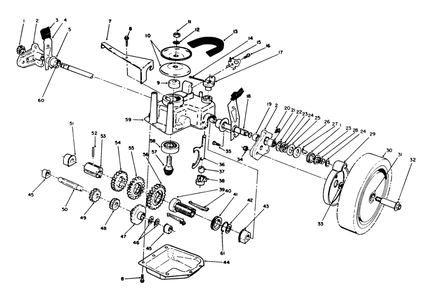 Gear Case Assembly Diagram and Parts List for 2000001 - 2999999 Toro Lawn Mower