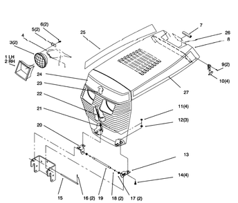 Hood And Grille Diagram and Parts List for 6900001 - 6999999 Toro Lawn Tractor