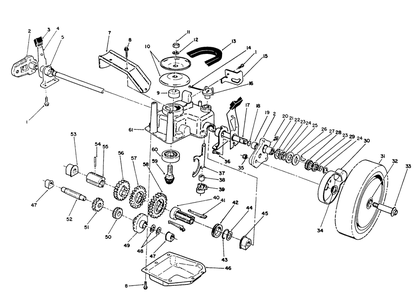 Gear Case Assembly Diagram and Parts List for 0003101 - 0999999 Toro Lawn Mower