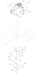 Engine And Blade Assembly Diagram and Parts List for 412110343 - 412899999 Toro Lawn Mower