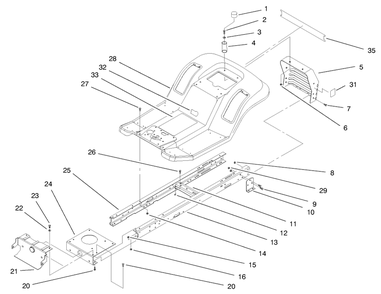 Frame Assembly Diagram and Parts List for 7900001 - 7999999 Toro Lawn Tractor