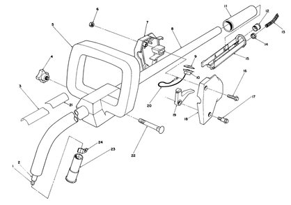 Handle Assembly Diagram and Parts List for 7000001 - 7999999 Toro Trimmer