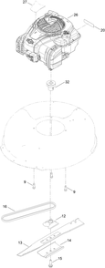 Engine And Blade Assembly Diagram and Parts List for 412256383 - 999999999 Toro Lawn Mower
