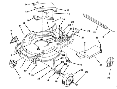Housing Assembly Diagram and Parts List for 5900001 - 5999999 Toro Lawn Mower