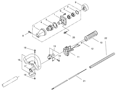 Clutch And Handle Assembly Diagram and Parts List for 53002 895001 - 899999 Toro Trimmer