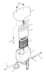 14hp Engine Air Cleaner Assembly Diagram and Parts List for 1000001 - 1999999 Toro Lawn Tractor