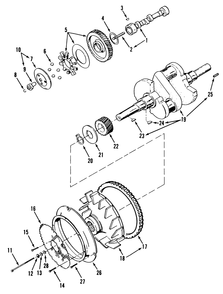 Crankshaft, Camshaft & Flywheel Diagram and Parts List for  Toro Lawn Tractor