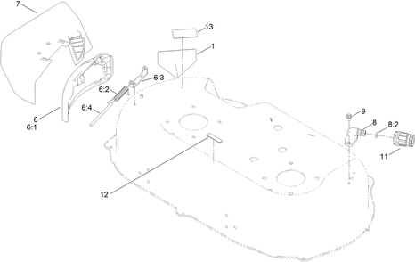 Side Discharge Chute Assembly Diagram and Parts List for 407000000 - 412999999 Toro Lawn Mower