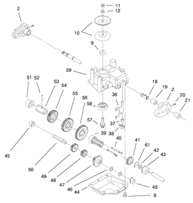 Gear Case Assembly Diagram and Parts List for 790000001 - 799999999 Toro Lawn Mower