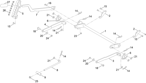 Deck Lift Assembly Diagram and Parts List for 410000000 - 412089999 Toro Lawn Tractor