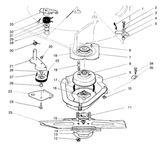 Blade Brake Clutch Assembly Diagram and Parts List for 8900001 - 8999999 Toro Lawn Mower