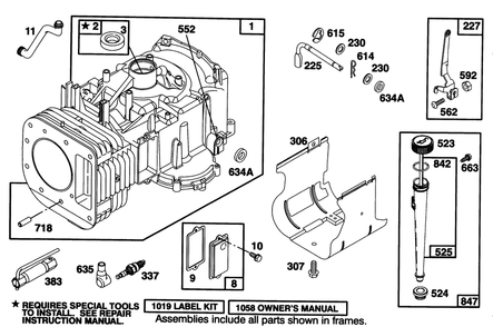 Engine Briggs & Stratton Model 28q777-0168-01 Diagram and Parts List for 6900001 - 6999999 Toro Lawn Tractor