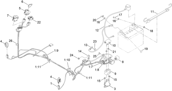 Electrical Assembly Diagram and Parts List for 417260000 - 417299999 Toro Lawn Tractor
