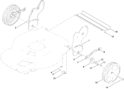 Rear Wheel And Height-Of-Cut Assembly Diagram and Parts List for 411871745 - 411998891 Toro Lawn Mower