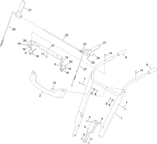 Handle Assembly Diagram and Parts List for 408800000 - 411699999 Toro Power Broom