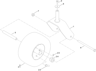Caster, Wheel And Tire Assembly Diagram and Parts List for 400000000 - 999999999 Toro Lawn Tractor
