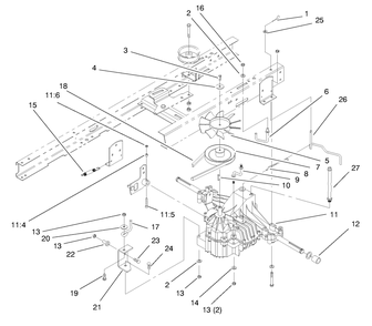 Transaxle Assembly Diagram and Parts List for 7900001 - 7999999 Toro Lawn Tractor