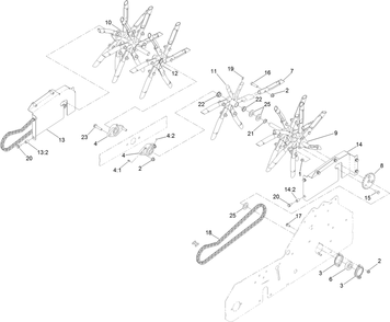 Tine Wheel Drive Assembly Diagram and Parts List for 410050000 - 999999999 Toro Aerator