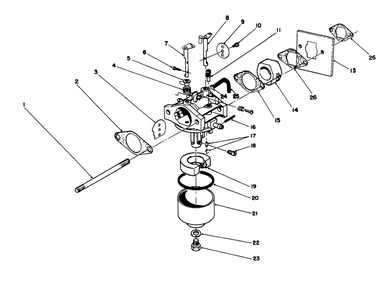 Carburetor Assembly (Model No.47pl0-1) Diagram and Parts List for 1000001 - 1999999 Toro Lawn Mower