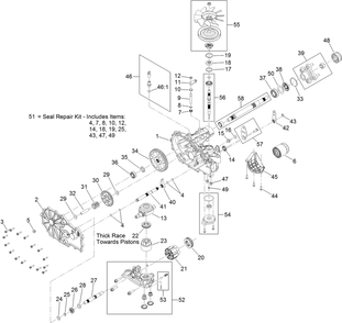 Lh Hydro Transmission Assembly No. 127-3381 Diagram and Parts List for 315000001 - 315999999 Toro Lawn Tractor