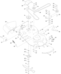 42 Inch Deck Assembly Diagram and Parts List for 410000000 - 411779999 Toro Lawn Tractor