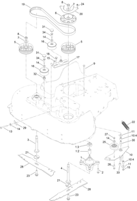 Spindle And Blade Assembly Diagram and Parts List for 413000000 - 999999999 Toro Lawn Mower