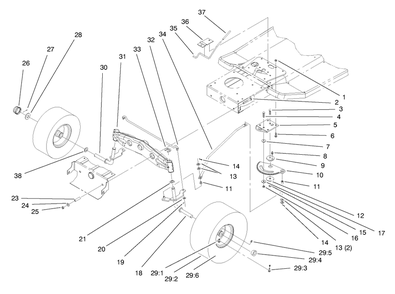 Front Axle Assembly Diagram and Parts List for 8900001 - 8999999 Toro Lawn Tractor
