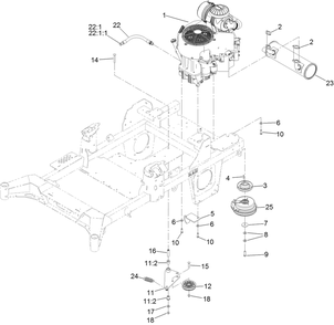 Engine, Clutch And Muffler Assembly Diagram and Parts List for 412000000 - 414072157 Toro Lawn Tractor