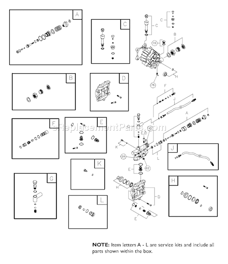 Page A Diagram and Parts List for  Troy-Bilt Pressure Washer