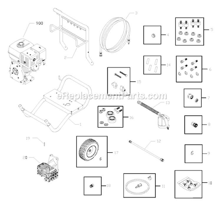 Page A Diagram and Parts List for  Troy-Bilt Pressure Washer