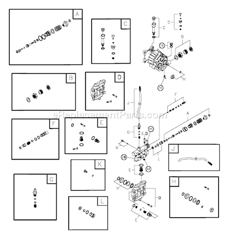 Page B Diagram and Parts List for  Troy-Bilt Pressure Washer
