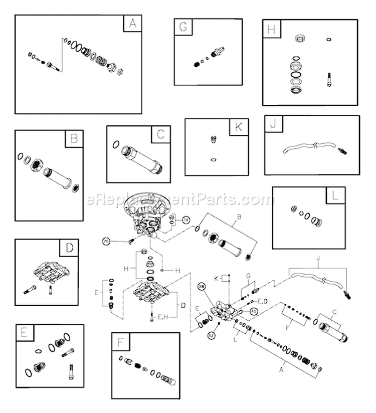 Page B Diagram and Parts List for  Troy-Bilt Pressure Washer