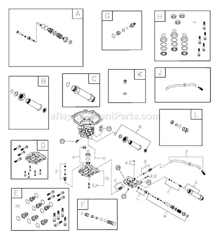 Page B Diagram and Parts List for  Troy-Bilt Pressure Washer
