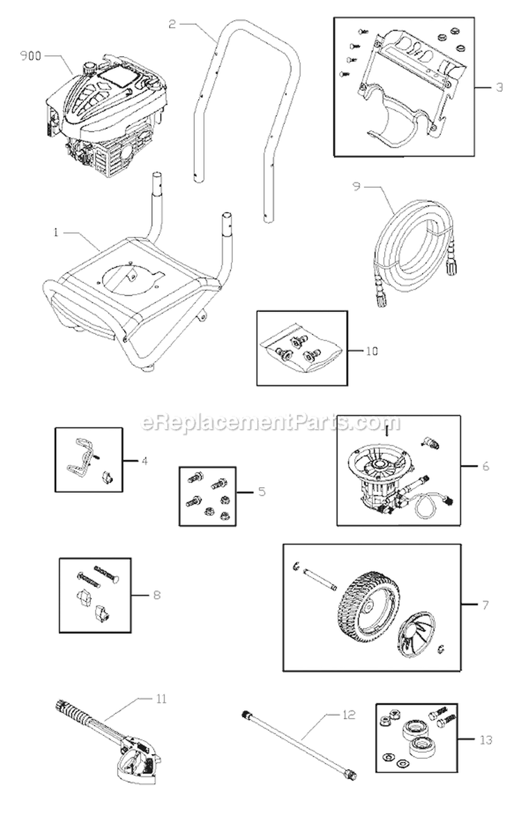 Page A Diagram and Parts List for  Troy-Bilt Pressure Washer