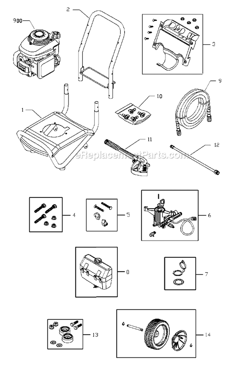 Page A Diagram and Parts List for  Troy-Bilt Pressure Washer