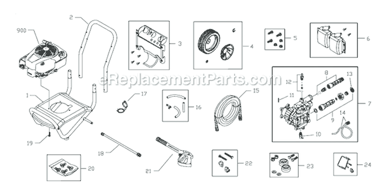 Page A Diagram and Parts List for  Troy-Bilt Pressure Washer