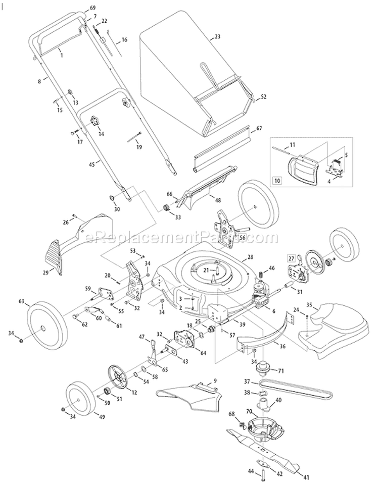 Page A Diagram and Parts List for 2009 Troy-Bilt Lawn Mower