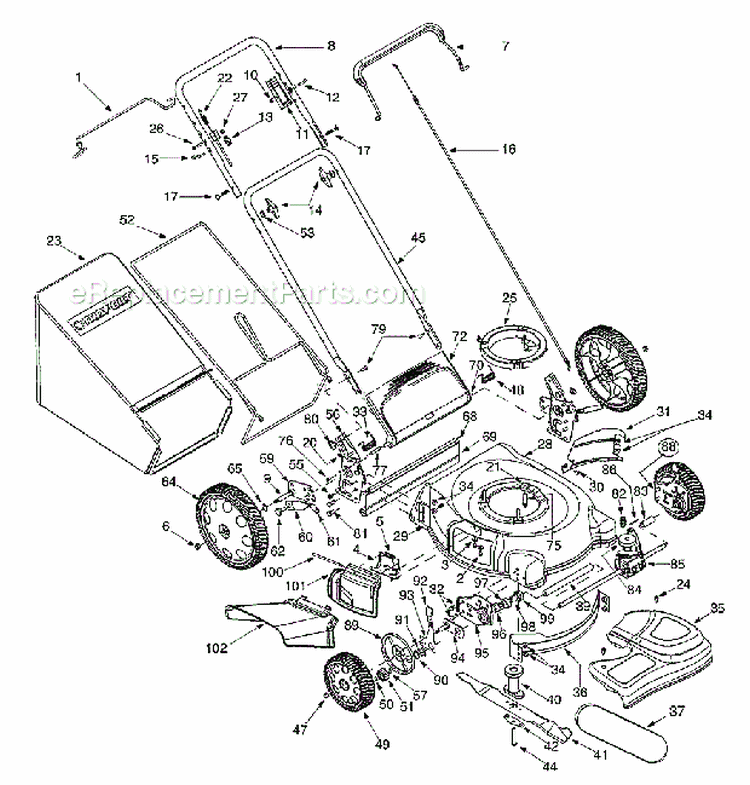 Page A Diagram and Parts List for  Troy-Bilt Lawn Mower