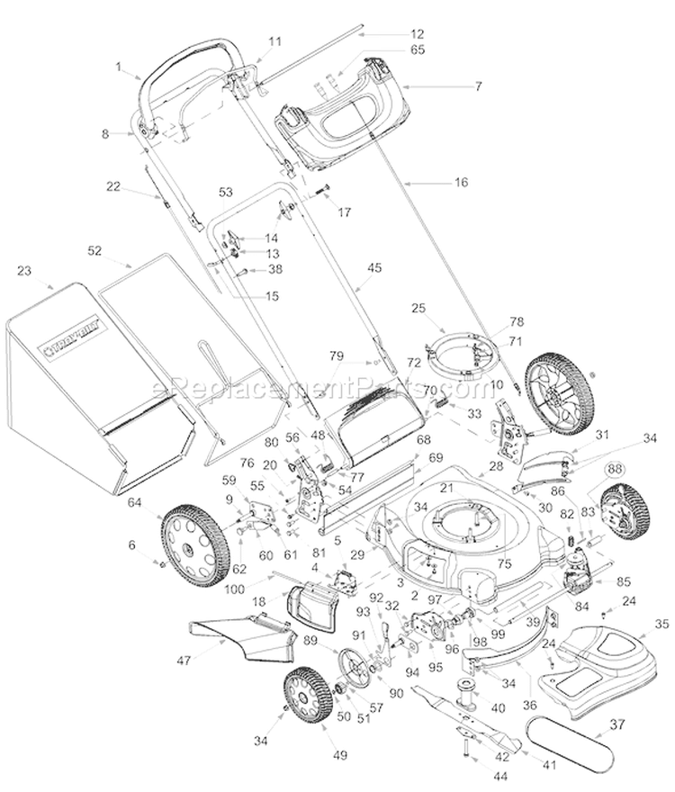 Page A Diagram and Parts List for 2003 Troy-Bilt Lawn Mower
